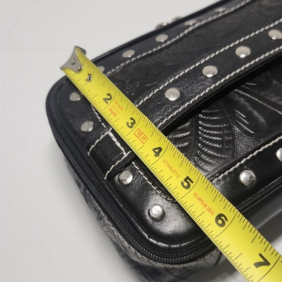 American West Studded Black Leather Toiletry Bag - Picture 12 of 14